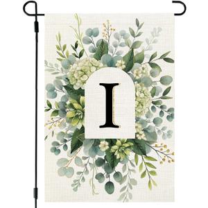 CROWNED BEAUTY Monogram Initial Letter I Garden Flag Outside 12x18