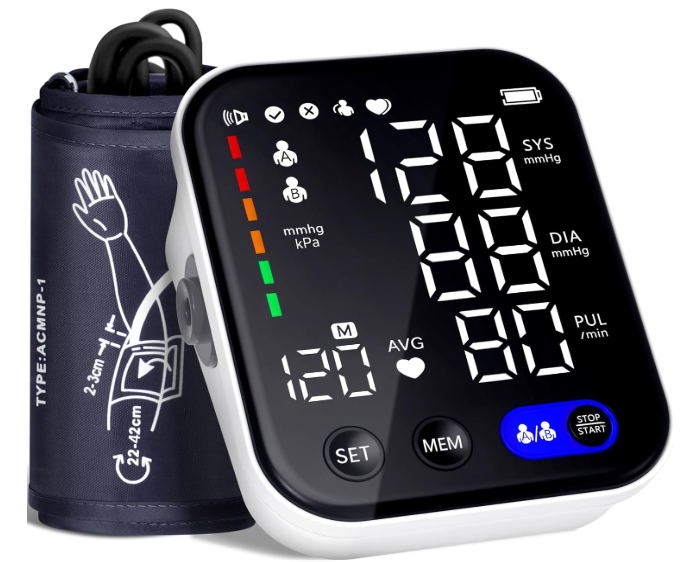 Blood Pressure Monitor, Upper Arm Blood Pressure Monitors for Home Use, Adjustable 8.7"-16.5" Blood Pressure Cuff, 2-User 2X120 Memory, One Touch Operation, Accurate BP Machine