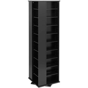 Prepac 4 Sided Revolving Display Cabinet, Black Storage Cabinet with 36 Adjustable Shelves Narrow DVD Storage Cabinet Ideal for Living Room 18.75" D x 18.75" W x 65" H