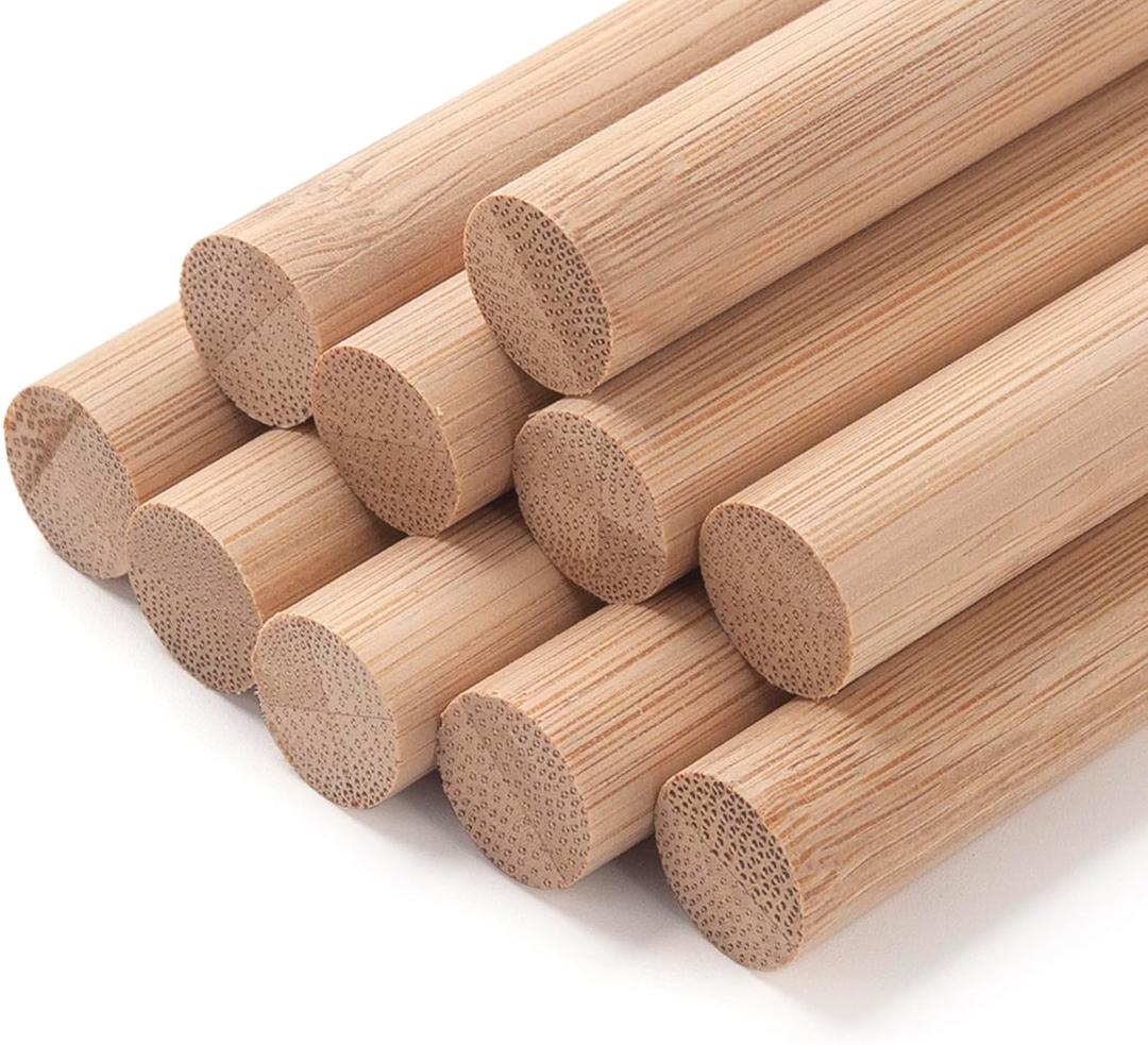 Wooden Dowel Rods Wood Dowels for Crafts, 10 PCS 5/8 x 15 Bamboo Wooden Sticks for Crafts, Round Macrame Dowels, Unfinished Hard Wood Sticks for Crafting, Arts and DIYers and Wedding Ribbon Wands