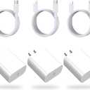 3-Pack iPhone Fast Charger, 20W PD USB C Wall Fast Charger Adapter with USB C Cable Compatible with for iPhone 14/14 Pro/14 Pro Max/14 Plus/13/12/11 and More