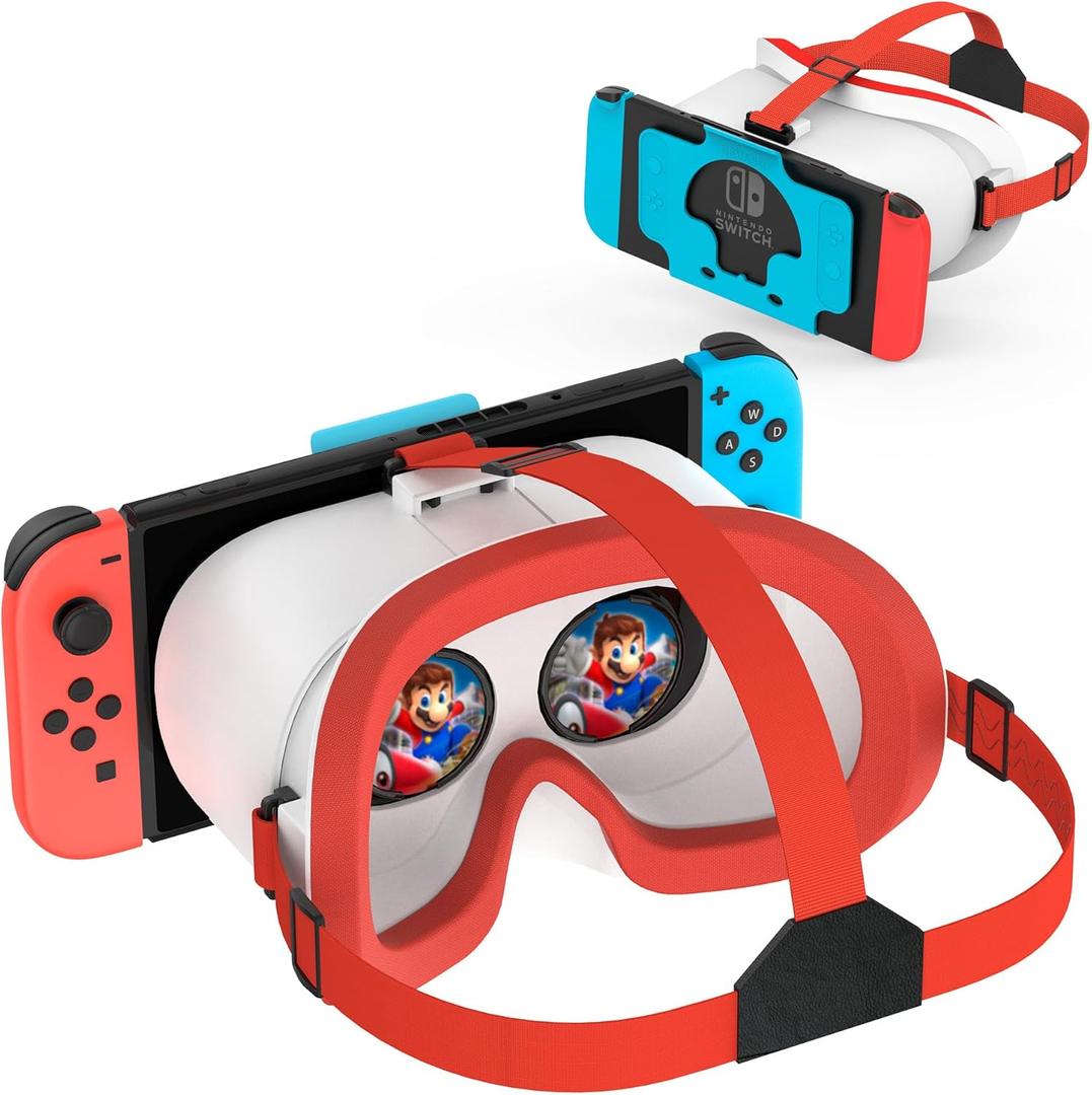 DEVASO Upgraded VR Headset for Nintendo Switch & Switch OLED Model, Switch Virtual Reality Glasses with Adjustable HD Lenses and Comfortable Head Strap, Labo VR Kit Accessories, Cool Stuff for Boys (Orange&White)