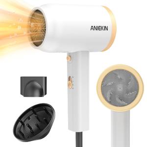 ANIEKIN Hair Dryer, 1875 Watts Fast Drying Blow Dryer with Diffuser and Concentrator, Compact Lightweight Hair Dryer for Women and Men (White)