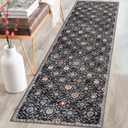 KILOCOCO 2x8 Runner Rug, Moroccan Super Soft Washable Hallway Runner Rug, Accent Print Faux Wool Kitchen Runner Rug 8 Feet Non-Slip Boho Rug Runners for Laundry Room Bedroom, Charcoal/Multi