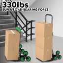 Heavy-Duty 330LB Capacity Hand Truck with Stair-Climbing Wheels & One-Touch Retractable Handle - Q235 Steel Collapsible Dolly Cart, 4.2-Inch Triple Wheels, Elastic Strap & Sponge Grip (Green)