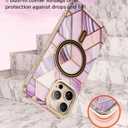 4 x MATEPROX Magnetic Marble Compatible with iPhone 16 Pro Case 6.3'' [2024],Stylish 3D Pattern Protective Phone Cases [Compatible with MagSafe] with Screen Protector Lanyard-Marble Purple