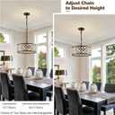 15.16" Black Crystal Chandelier, Morden 4-Light Dining Room Light Fixture