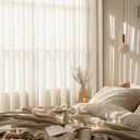 Natural Linen Curtains 108 Inch Length 2 Panels for Living Room Bedroom, Light Filtering Sheer Curtains 108 Inches, Neutral Modern Grommet Semi Sheer Soft Privacy Drapes Beige