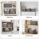 Toolola Large Storage Baskets for Shelves 3 Packs, Fabric Storage Bins for Shelves with Handles, 16.1'' L 12.2'' W  8.2'' H Collapsible Baskets for Organizing Clothes, Toy, Grey