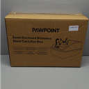 Stainless Steel Cat Litter Box with Enclosure, Large Litter Box for Cats and Kittens, Smooth Easy Clean Interior, Durable Metal Design with Cover, Litter Shovel, Pad and Footboard Included (Black)