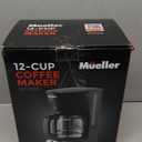 Mueller 12-Cup Drip Coffee Maker - Borosilicate Carafe, Auto-Off, Reusable Filter, Anti-Drip, Keep-Warm Function, Clear Water Level Window Coffee Machine, Kitchen Essentials & Accessories (Black)