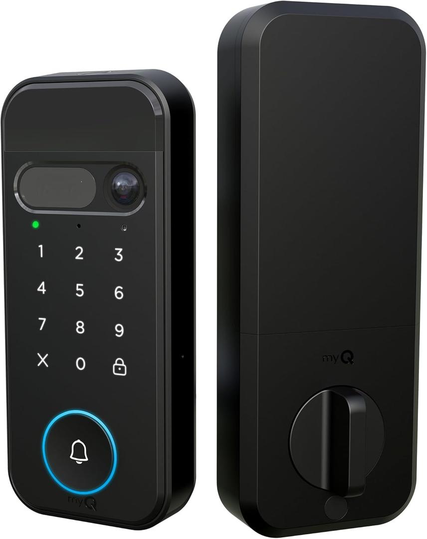 myQ Secure View 3-in-1 Smart Lock with 2K HDR Video Doorbell Camera, Face Access, Fingerprint Access, PIN & App Control  Intelligent Entry with Built-in Camera, Color Night Vision & Two-Way Audio