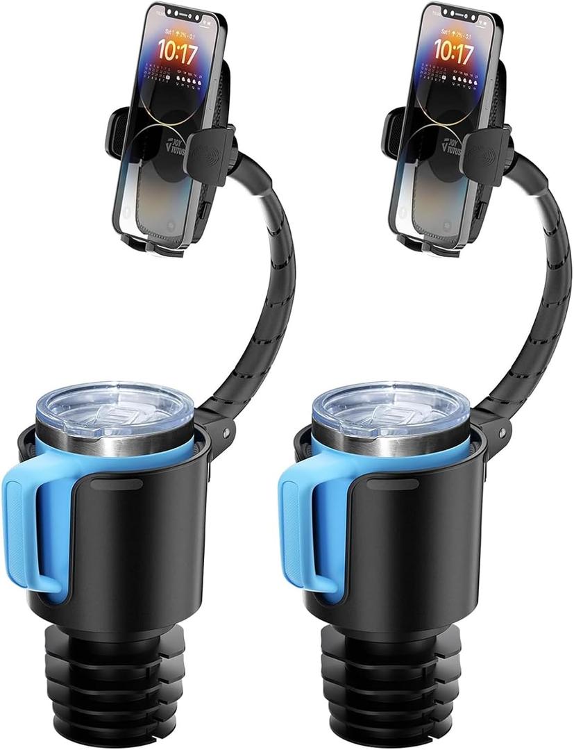 JOYTUTUS Cup Holder Phone Mount for Car, Long Gooseneck Adjustable Car Cell Phone Mount for iPhone, Samsung, Google and All 4.0-7.0 inches Smartphones (2 Pack)