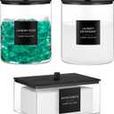 Glass Jars and Acrylic Dryer Sheet Holder, Laundry Pods Container with Bamboo Lid and 27 Labels, Powder Detergent Containers for Laundry Room Organization, Storage Jars Set (3 Pack, Black)