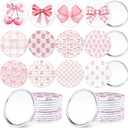 36 Pcs Bow Party Favors Mini Compact Mirror Bulk Coquette Aesthetic Party Favors Little Pocket Mirrors for Women Girl Birthday Gifts (Cute Style, Pink)