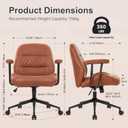 IWMH Leather Office Chair with Removable ArmrestsMid-Back Ergonomic Desk Chair with Lumbar SupportAdjustable Height 360 Swivel Executive Task Chairs for Home Office (Brown)
