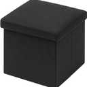 B FSOBEIIALEO Storage Ottoman Cube, Linen Small Foot Rest Seat,for Living Room, Bedroom, Home Office, Dorm Storage Footrest Black 11.8"x11.8"x11.8"
