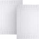 White Classic Luxury Bath Mat Floor Towel Set - Absorbent Cotton Hotel Spa Shower/Bathtub Mats [Not a Bathroom Rug] 22"x34" | 2 Pack | White