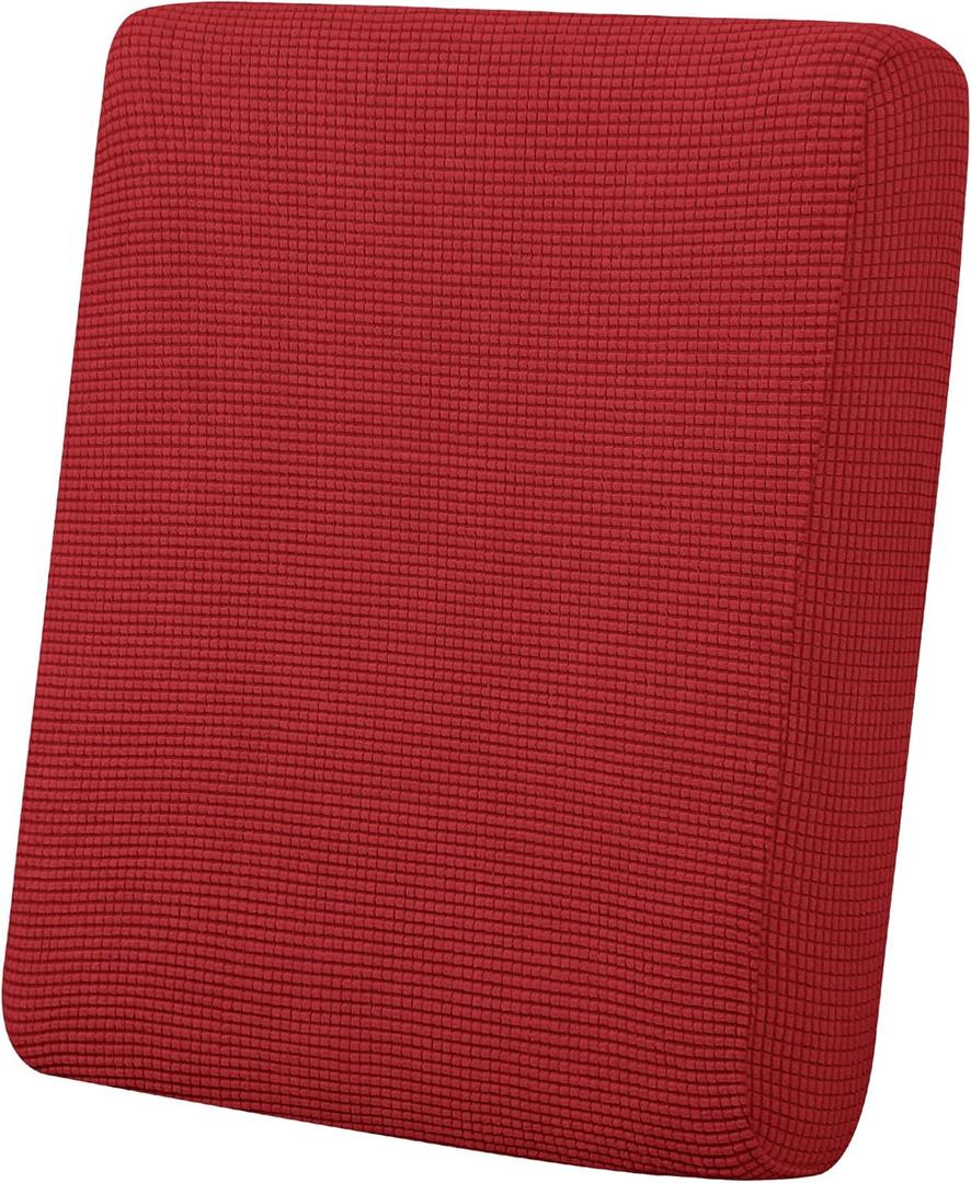 Easy-Going Stretch Chair Cushion Cover Sofa Cushion Furniture Protector Sofa Seat Sofa Slipcover Sofa Cover Soft Flexibility with Elastic Bottom(Chair Cushion, Christmas Red) (Small)
