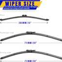 3 wipers Replacement for 2015-2023 Ford Edge, Windshield Wiper Blades Original Equipment Replacement - 28"/28"/15" (Set of 3) Pinch Tap