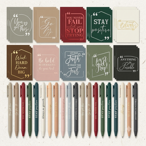 Fulmoon 60 Pcs Motivational Pens Inspirational Notebooks Gifts Bulk Inspirational Ballpoint Pen Small Note Pads Appreciation Gifts for Employee CNA Nurse Graduation Volunteer Teacher (Retro)
