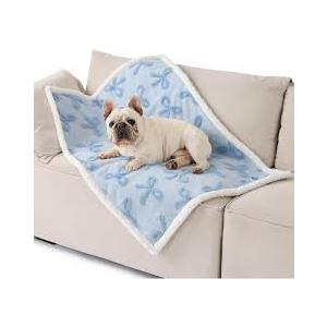 Lesure Waterproof Puppy Blanket for Small Dogs - Washable Double Sided Dog Blankets with Warm Jacquard Shag and Soft Sherpa Fleece, Pet Cat Blanket for Couch Protection, Bow Design,Blue Lesure Waterproof Puppy Blanket for Small Dogs - Washable Double Sided Dog Blankets with Warm Jacquard Shag and Soft Sherpa Fleece, Pet Cat Blanket for Couch Protection, Bow Design,Blue