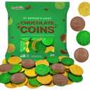 3 x St. Patrick's Day Milk Chocolate Green & Gold Coin, 25 Coins, Shamrock & Leprechaun Themed Coins, Parties, Events and Celebrations, Perfect for Gift Bags and Festive Decorations, 4.5g Milk Chocolate Coin (EXP 11/02/27)