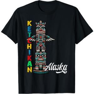Ketchikan Alaska Totem Pole Ketchikan Alaska Souvenir T-Shirt (Small, Black)