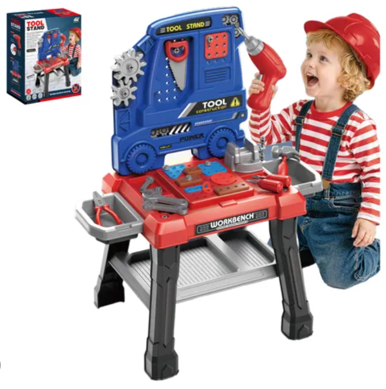 Kids Tool Bench Set, 142Pcs Toddler Tool Toy Playset with Electric Drill & Realistic Tools, STEM Building Pretend Play Construction Toys for Boys, Toddlers Toys Gifts for Ages 3 4 5 6 7 Year Olds