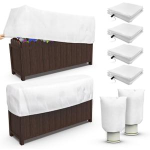 4 Pcs Rectangular Planter Plant Winter Frost Blanket & 2 Pcs Plant Covers Frost Protection Bag, Plant Flower Box Covers with Drawstring for Outdoor Windowsill and Raised Beds (60x18x16)
