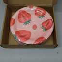 60 Pcs Strawberry Paper Plates 7 Inches Fruit Disposable Dinner Round Plates for Strawberry Theme Birthday Party Summer Fruit Party Decoration Supplies