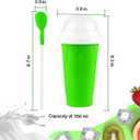 4 x Slushy Cup & Slushy Maker, Portable Smoothie Slushie Squeeze Cup for Juices, Milk and Ice Cream Make, Double Layers Silica with Lid & Straw for Kids, Friends & Family (GREEN, STANDARD SIZE)