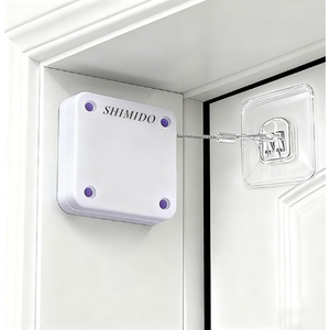 SHIMIDO Upgraded Punch-Free 1000g Automatic Screen Door Closer, Sliding Screen Auto Door Closer with Steel Drawstring for Bathroom, Bedroom, Study Room etc. (2 Pack Purple)