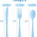 150 Pack Blue Plastic Silverware, Light Blue Plastic Utensils Heavy Duty, 50 Forks, 50 Knives, 50 Spoons for Birthday Wedding Baby Shower Boy