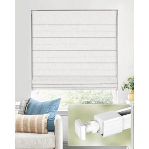 UNISHADES No Drill Cordless Roman Shades, Room Darkening, 35×48 in White
