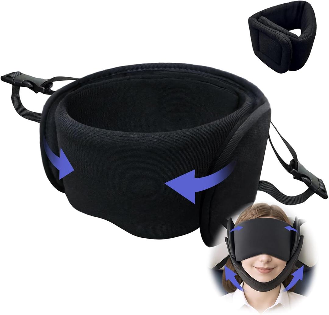air Travel Pillow, Upgraded Support headrest, Adjustable Eye mask and Chin Strap for Comfortable fit, Stop BobbleheadSuitable for Flight and car Travel use