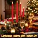 Rossesay 20 Pcs Flameless LED Taper Candles Battery Operated Taper Candles 5 Sizes of 6.5'', 7.7'', 8.8'', 10.0'', 11.2'' Flameless Candlesticks Flickering with 3D Flame for Wedding (Red)