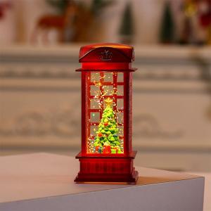 2 x Lighted Christmas Snow Globe Water Lantern with Swirling Glitter Decoration Festival Ornament Light for Tabletop Bedroom Living Room Home Party Decoration, Battery Operated Tree