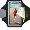GUZACK Running Armband for iPhone 17 16 15 14 13 Pro Max, Galaxy S25 S24 S23 S22, with Card Slot & Key Pockets, Running Phone Holder, Fit Up to 6.9 Inches Phone - Size S (Smaller Arm 9-14 in)