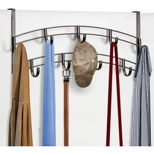 JOBOJO Life Home Over Door Hooks Rack - 9 Hook Over Door Hanger - Over Door Towel Rack - Hanging Towels or Clothes - Bathroom, Bedroom or Laundry Room - Black