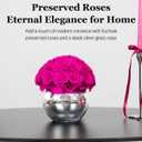 JoyFlower Preserved Flowers Vase Glass Decor, Eternal Flower Vases for Centerpieces, Forever Flower Decorations for Party Home Wedding Table Living Room Bedroom, Preserved Roses Glass Vase House Decor