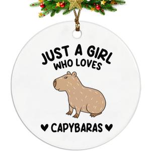 Capybara Ornament, Capybara Ornament, Capybara Gifts, Capybara Tree Decorations, Just a Girl Who Loves Capybaras Ceramic Ornaments, Capybara Decorative Hanging Ornament