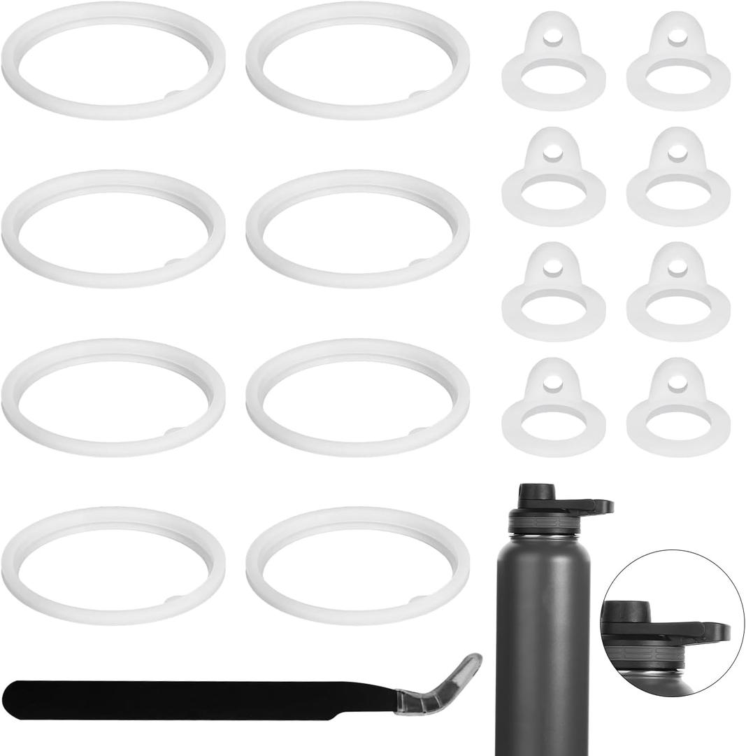 17pcs Water Bottle Lid Replacement for Thermoflask 24/32/40/64oz, Water Bottle Gasket Replacement Accessories Part O Ring Silicone Seal Ring Compatible with Thermoflask Spout Lid