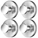 SOCORIA 2026 Upgraded Drill-Free Suction Cup Hooks, Stainless Steel Suction Cup Hooks for Shower, Mirror, Wall, Bathroom, Glass, Hanging Towels - 4 Pack, Bright Silver