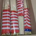 Tegeme 100 Pack of Small American Flags on Sticks, 8 x 12 Inch Mini Handheld US Flags Stick with Solid Wooden Pole Safety Spear Tip for Yard, Memorial Day, 4th of July, Independence Day Decorations