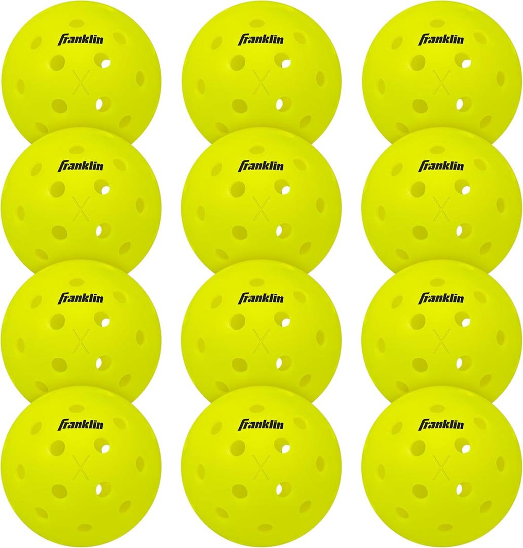 Franklin Sports X-40 Outdoor Pickleballs - Official Ball of USA Pickleball, APP Tour + US Open - Regulation Size (12 Count, Yellow)