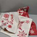 Andreannie Set of 4 Throw Pillow Cover Christmas Beige Shadow Let It Snow Snowflakes Red Cotton Linen Throw Pillow Case Cushion Cover for Sofa Bed Couch Home Decor Square 18 X 18 Inches(Blood Red)