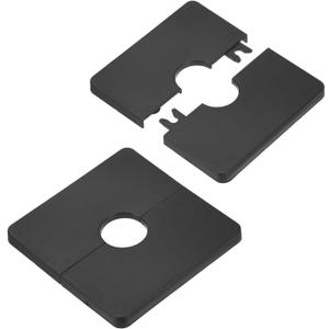 M METERXITY 2-Pack Wall Split Flange, ABS Square Self-Adhesive Escutcheon Plate Cover Buckle for 22mm/0.87in Dia Pipe Accessories/Floor/Ceiling, Plumbing Cover Plates [Black,7mm/0.28in H]
