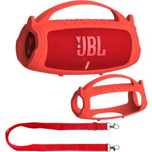 Silicone Cover Case for JBL Charge 5 Portable Bluetooth Speaker, Protective Skin Holder for JBL Charge 5 Speaker Accessories (Red Case, NOT Fit Wi-Fi Version)
