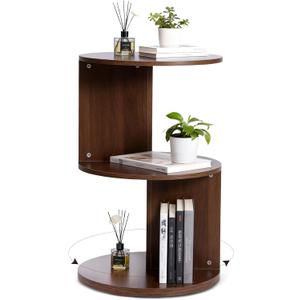 2-Tier 360° Rotating Bookshelf - Narrow Corner Bookcase Floor Standing Storage Rack for Kids' Bedroom, Living Room - Space Saving Wood, 15.75 x 15.75 x 25 inches
